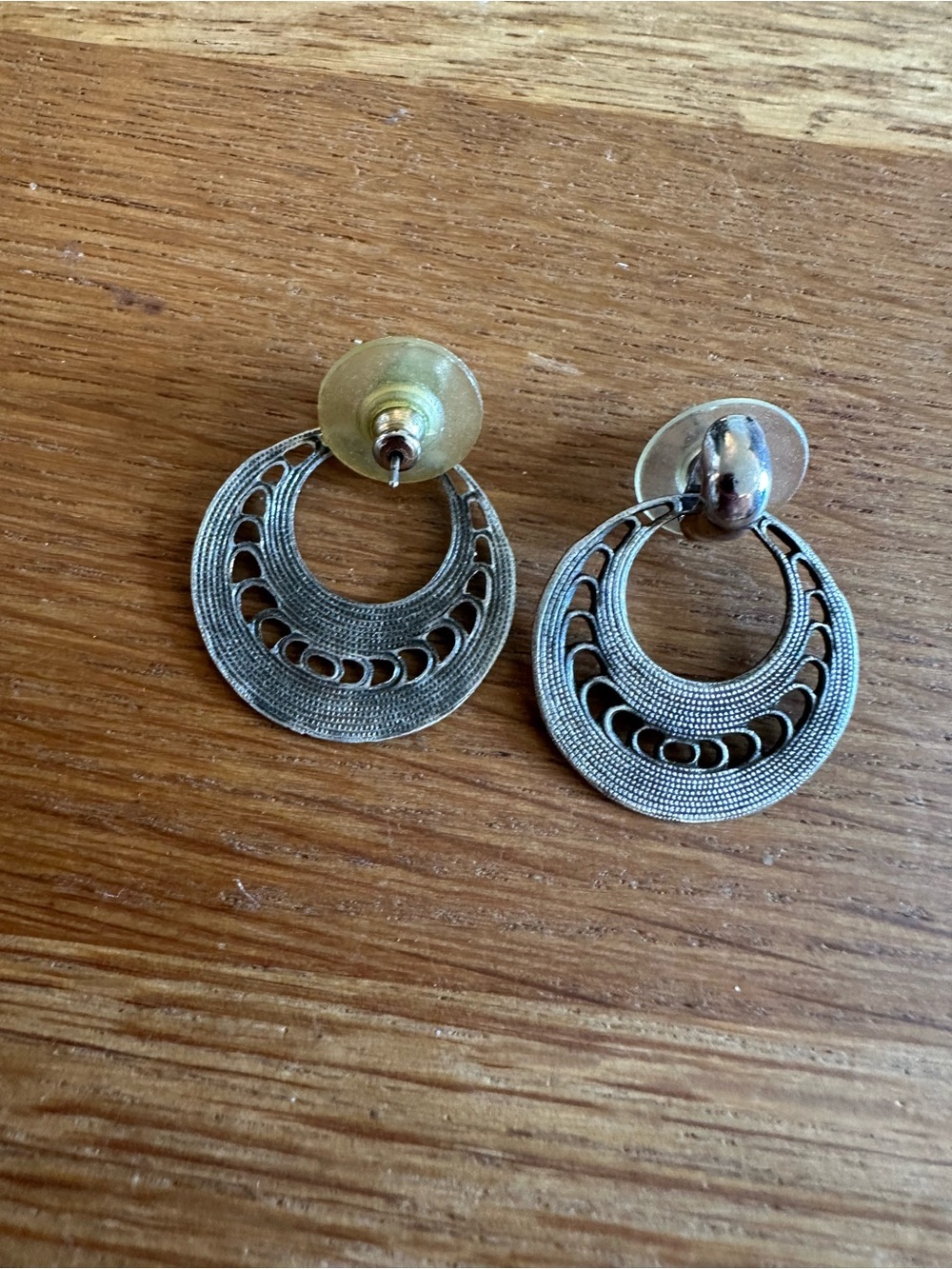 Vintage-Inspired Silver Hoop Drop Earrings - Women Jewelry